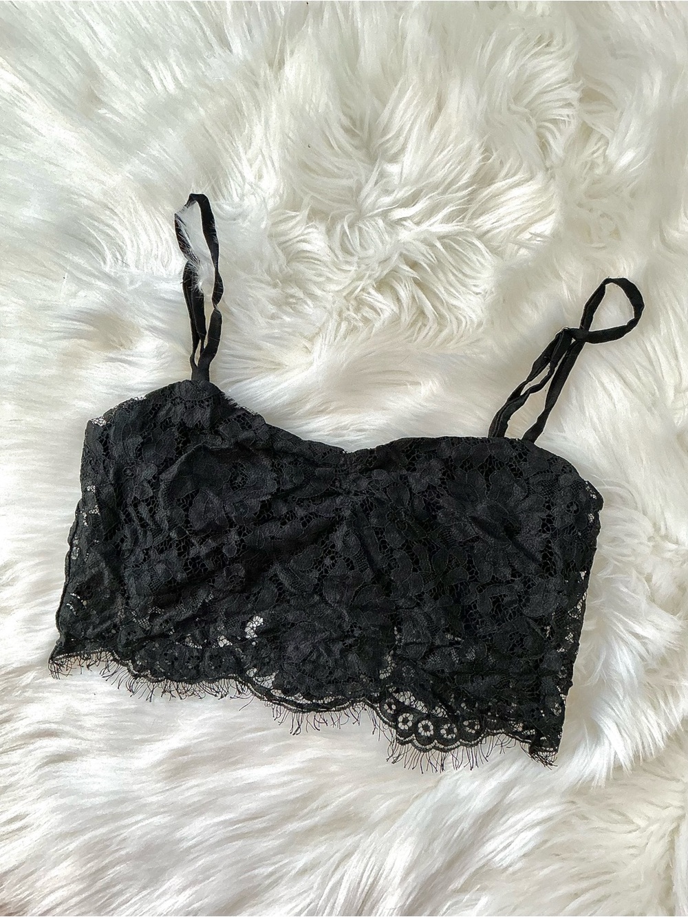 Zinke x Free People Black Lace Bandeau Bralette Size Small